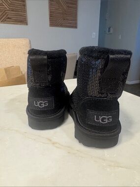 UGG Kids Black Sequin Short Boot